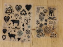 2 Bogen Clear Stamps - Silikonstempel  (Herz - Hund)