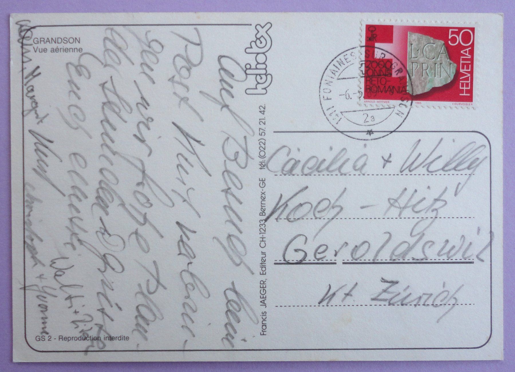 Cartoline postali: Grandson, Vue aérienne – Usato da Fétigny venduto da Billy2miny 1