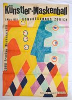 Original Plakat Entwurf Künstler-Maskenball 1952 G. Keller