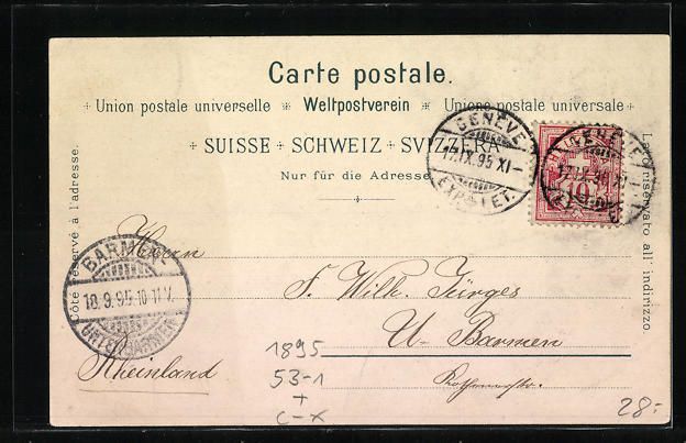 Cartoline postali: Vorläufer-Lithographie Genève, Uferpar – Usato da Berlin venduto da bartko-reher 1