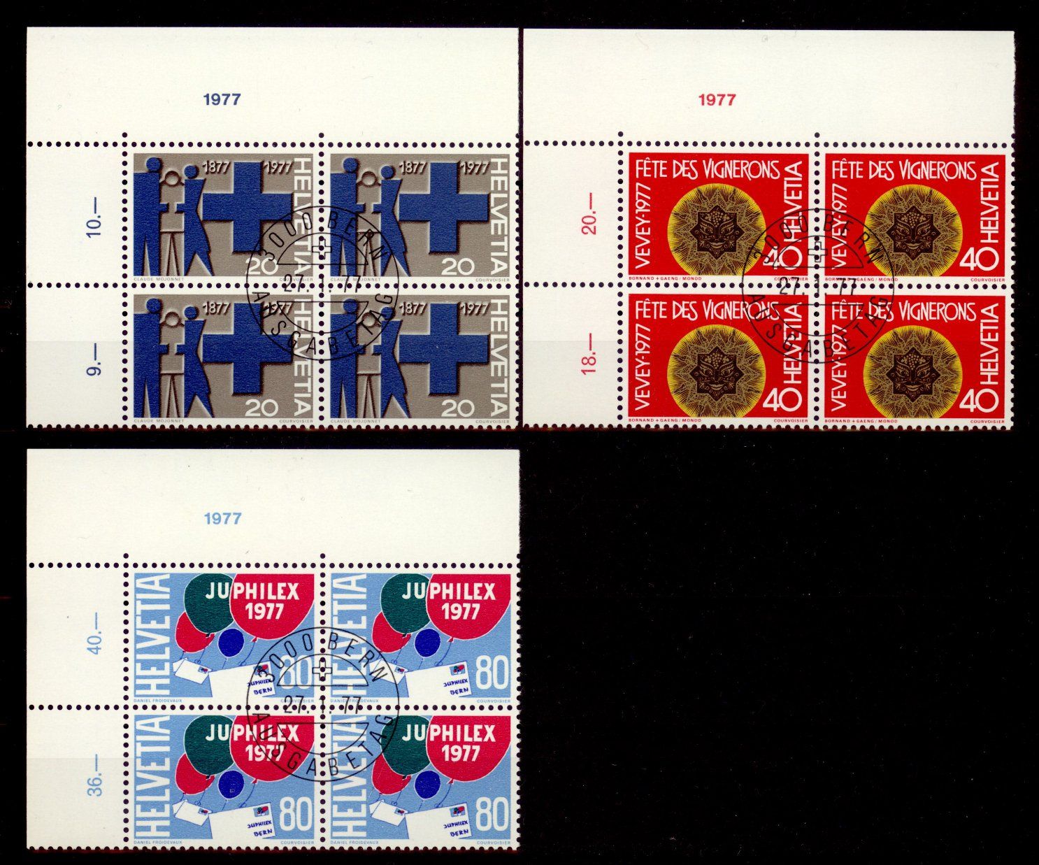 Tutti i francobolli: 1977, Sonderpostmarken, Viererblöcke, ET – Usato da Willisau venduto da Vollstempel