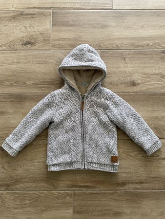 Kinder Strickjacke weich gefüttert grau Gr. 98