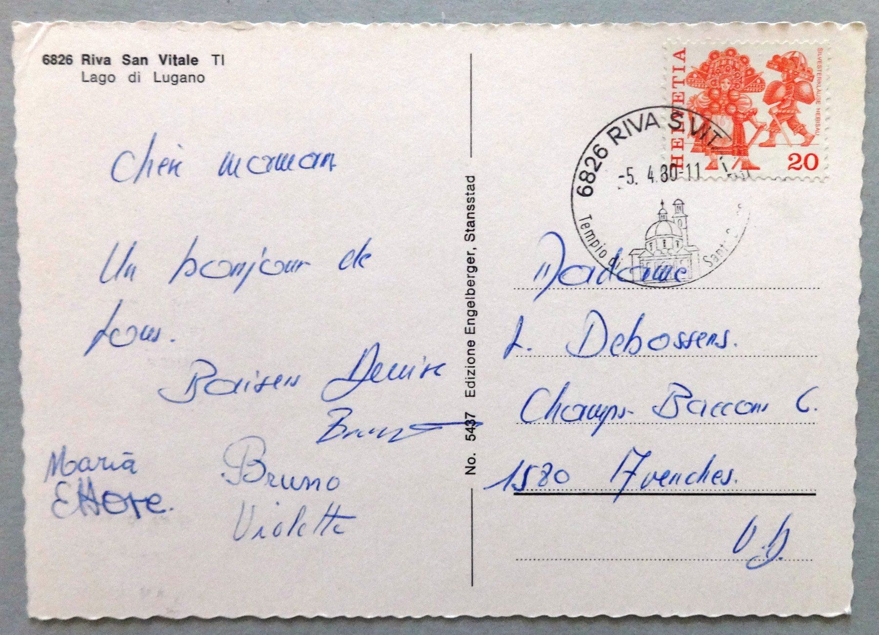 Cartoline postali: Riva San Vitale, Lago di Lugano – Usato da Fétigny venduto da Billy2miny 1