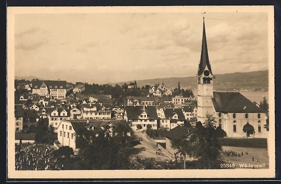 Ansichtskarten: Wädenswil, Teilansicht mit Kirche aus d – Gebraucht aus Berlin von bartko-reher