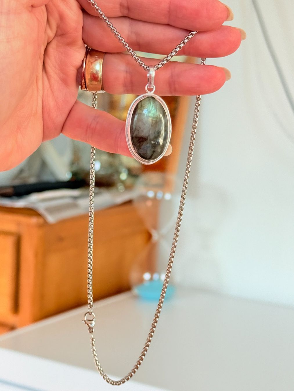 Catenine: Collier Labradorite naturelle – Nuovo e nell'imballaggio originale da Genève venduto da AGBERG 6