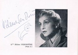 Hélène Perdrière 1912-92 Autogramm Vintage Foto 10x14cm