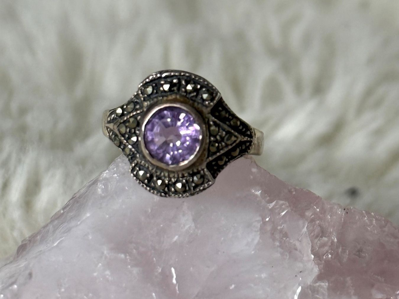 Anelli: Vintage Silberring 925 mit lila Stein – Usato da Istighofen venduto da Ringparadies