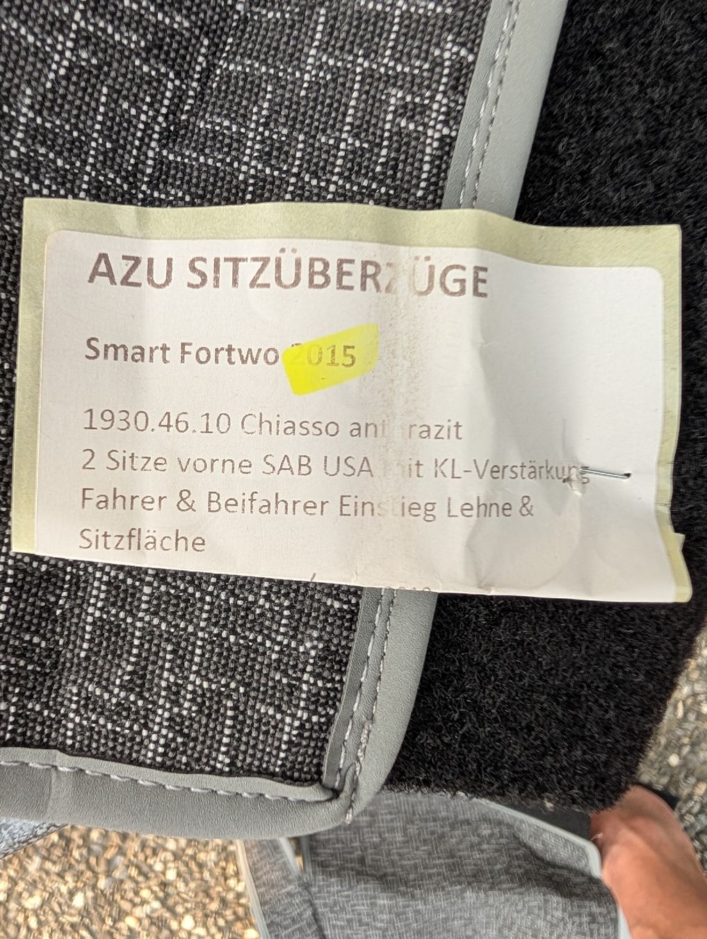 Smart Toutes les pièces détachées: Smart Sitzüberzug für 451 Model – Neuf (Voir description) à Grüningen par Uersu47 1