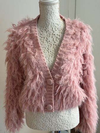 Schöne kurze Fransenjacke pink neu