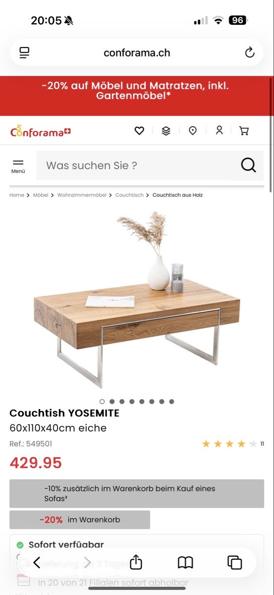 Conforama Tavoli: Couchtisch Yosemite Conforama – Usato da Döttingen venduto da maxi.3003 4