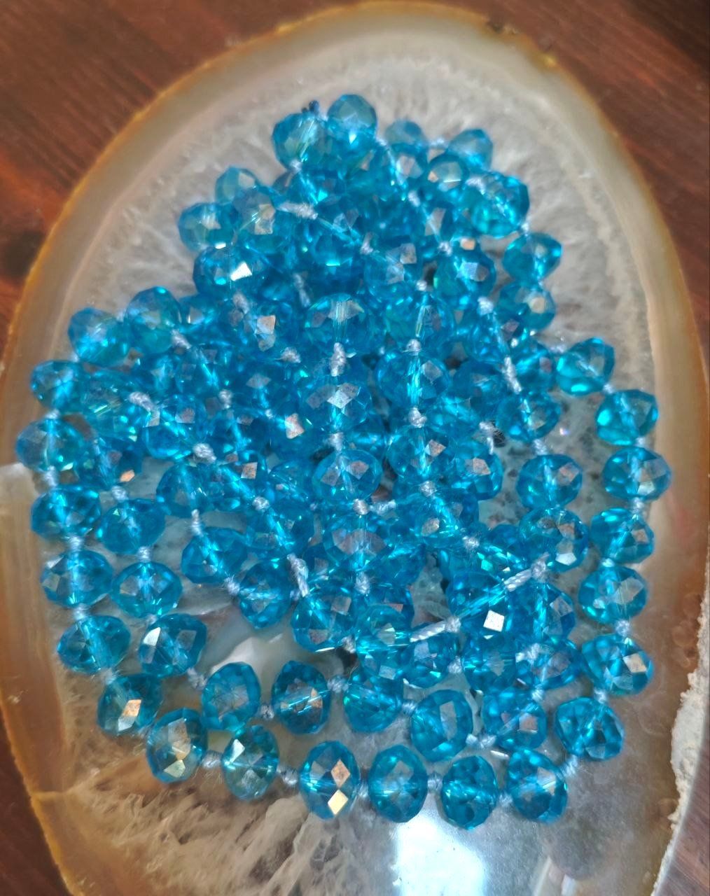 Catenine: SCHÖNE GLASKRISTALLKETTE 63 cm. LANG, FACETTIERT – Nuovo (secondo la descrizione) da Weiningen ZH venduto da actera 8