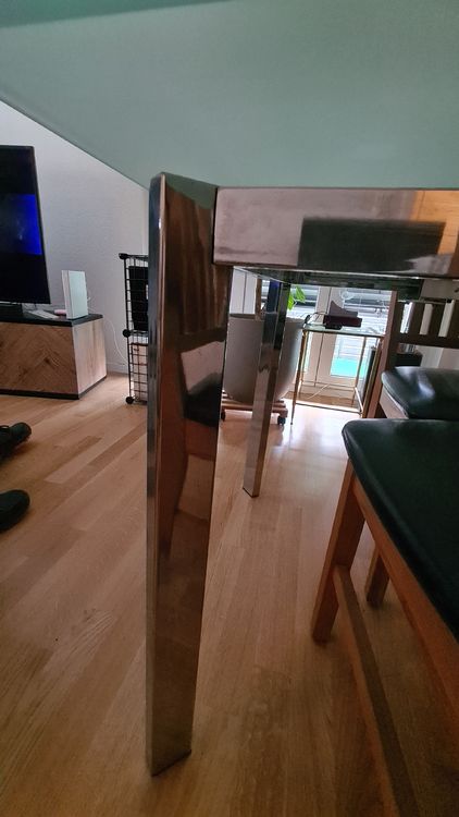 Glas Esstisch mit Verlängerung. 160cm mit Verlängerung 200cm 3