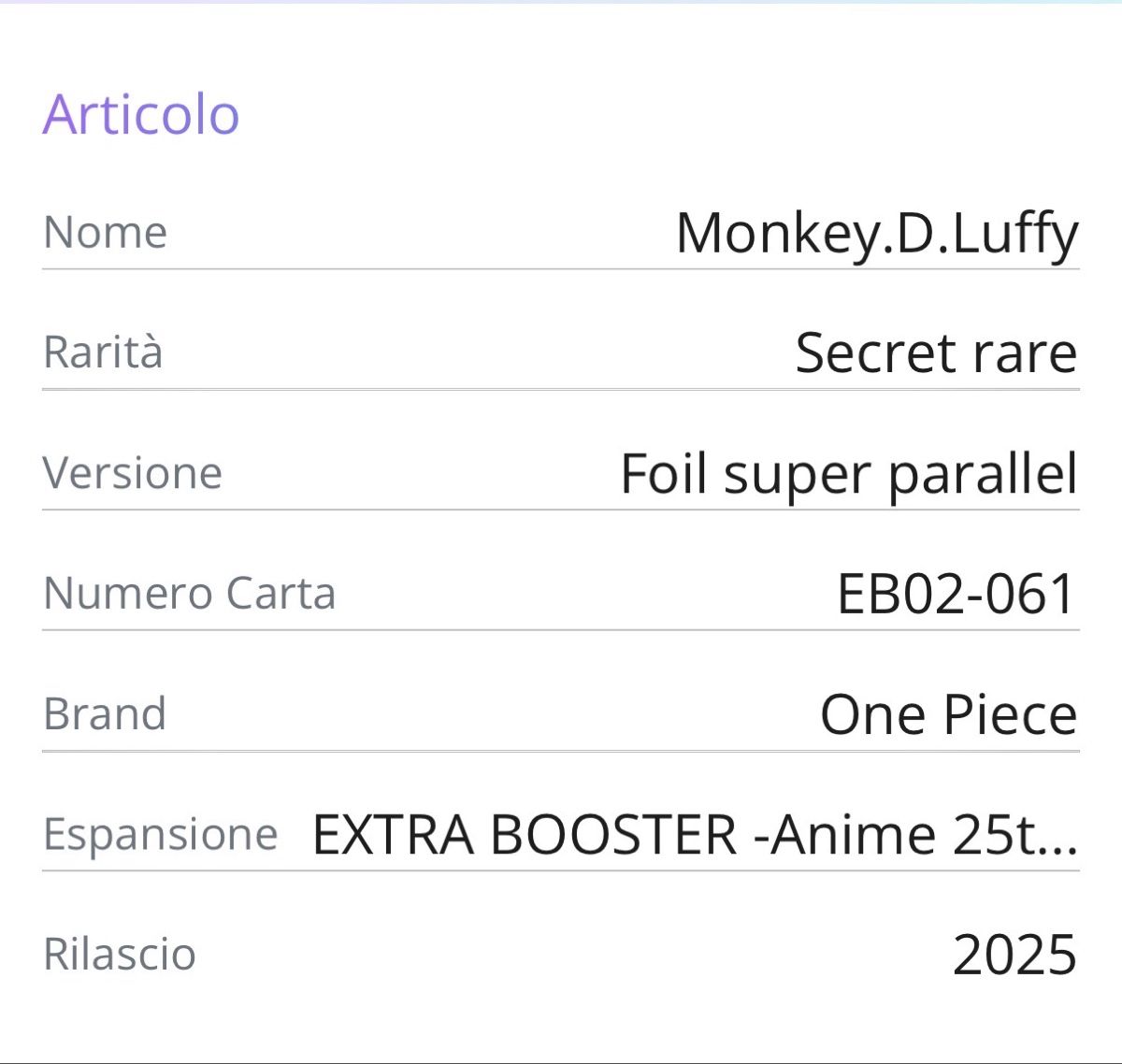 Carte collezionabili: One Piece Card Game - Monkey D. Luffy - EB02-061 - Raro! – Nuovo e nell'imballaggio originale da Ponte Capriasca venduto da Frizzy83 2
