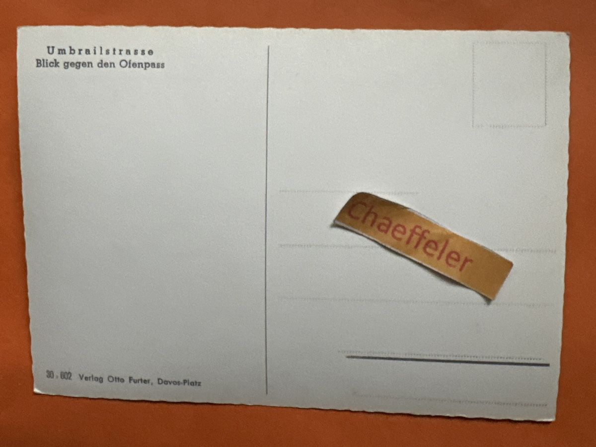 Cartoline postali: Umbrailstrasse.  Blick gegen den Ofenpass. – Usato da Zürich venduto da Chaeffeler 1
