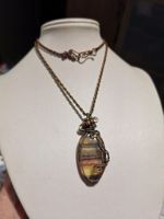 Kupferkette mit Regenbogenfluorite Anhänger, Unikat