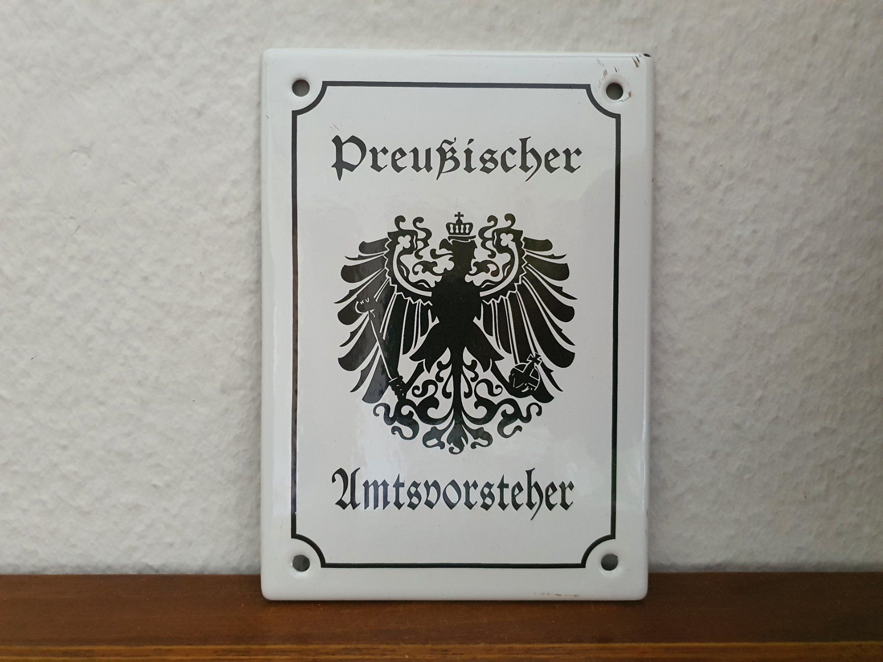 Schilder: Emailschild Preussischer Amtsvorsteher Emaille Schild Retro – Neu (gemäss Beschreibung) aus Schaffhausen von