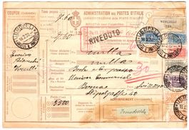 Italie Colis 1922 - Bulletin d’expédition Vercelli -> Berne
