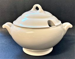 Porzellan Suppenschüssel Soupière Langenthal 1952 weiss TOP