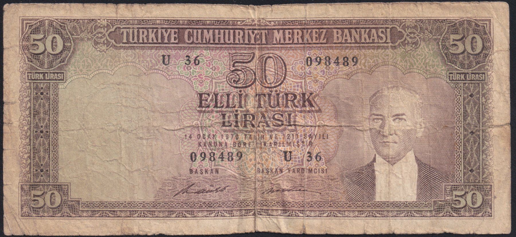 Banconote: Türkei 50 Lira 1971 – Usato da Brugg AG venduto da banknoten_muesli