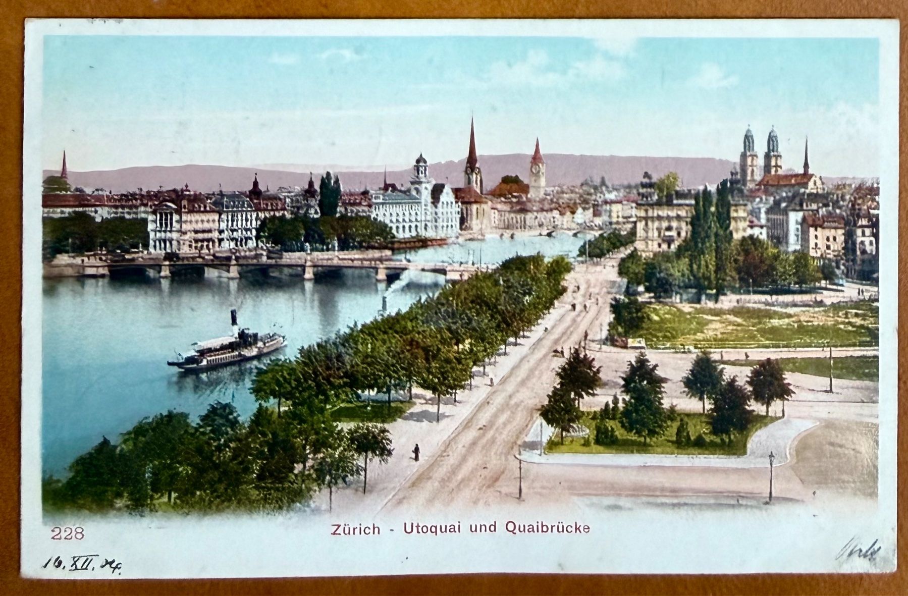Cartoline postali: Zürich - Utoquai - Dampfschiff 1904 – Usato da Lutry venduto da Ediego