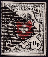 POSTE LOCALE: 14I.b (tiefschwarz/braunrot) TOPSTÜCK mit Att.