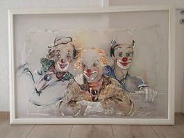 Ölgemälde "Clowns" im Rahmen, auf Plexiglas, Rarität!