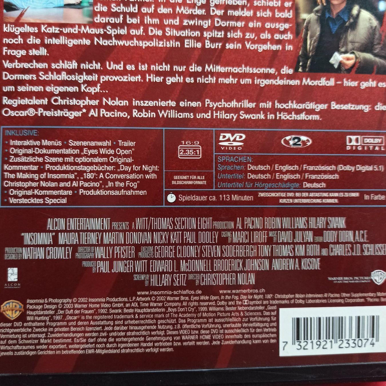 Tutti i DVDs: Insomnia - Schlaflos – Usato da Dübendorf venduto da kb86_MOVIE 2