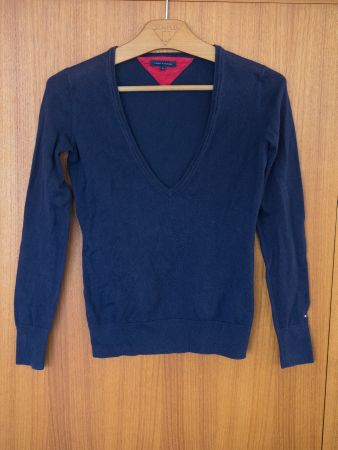 Tommy Hilfiger Sweatshirt V-Pullover Grösse XS dunkelblau