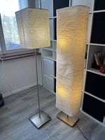 2 Stehlampen mit Papier-Lampenschirm  warmes Licht
