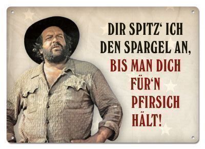 Insegne: Blechschildkarte-BUD SPENCER-DIR SPITZ I – Nuovo e nell'imballaggio originale da Rupperswil venduto da big-one-sale