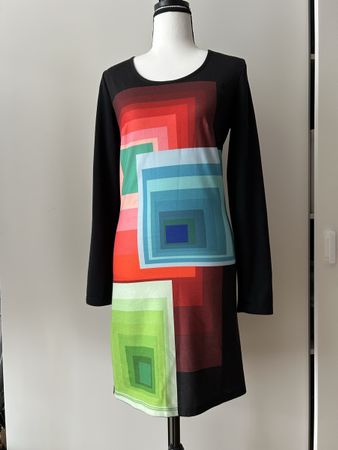 Desigual Dress, Size M, Black with Square Color Pattern