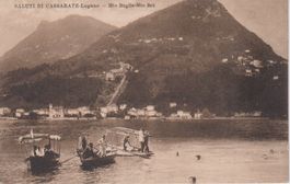 AK Cassarate con Monte Boglia e bagnanti, inizio 1900, rara.