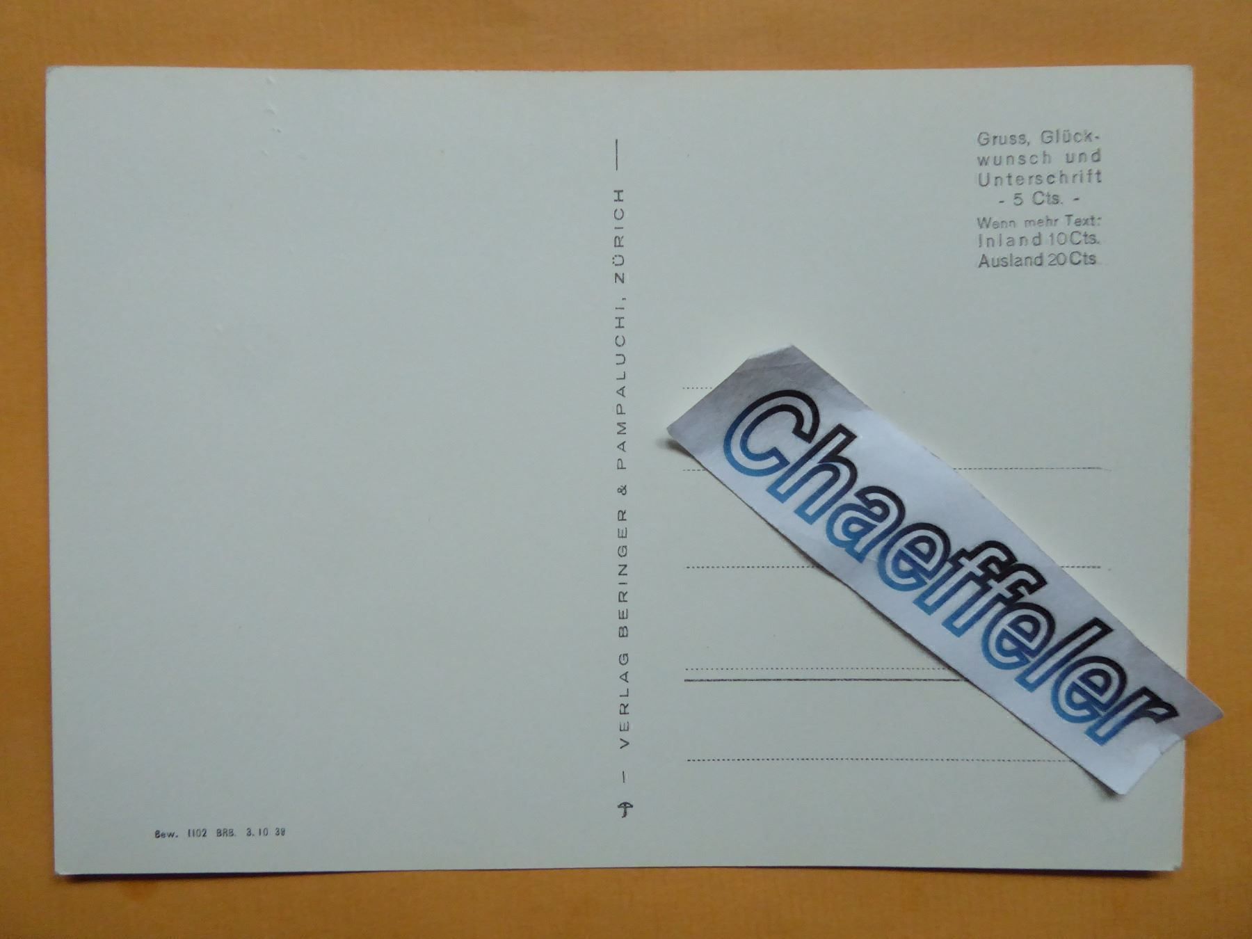 Cartoline postali: Zermatt mit Matterhorn und Obergabelhorn – Nuovo (secondo la descrizione) da Zürich venduto da Chaeffeler 1