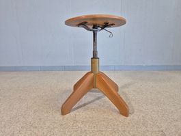 MCM Mid Century Holzhocker Drehhocker Werkstatt- Hocker