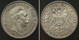 PREUSSEN 2 Mark 1896 A, WILHELM II. Silber ERHALTUNG! vz