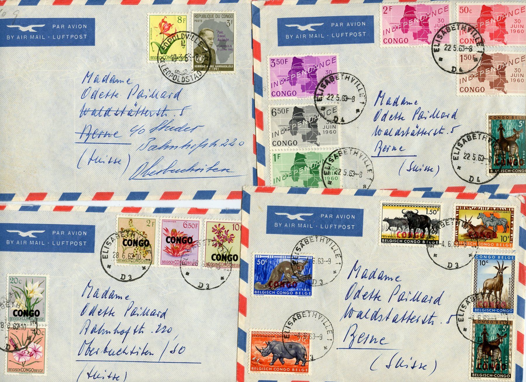 Tutti i francobolli: 10 Bedarfsbriefe Belgisch-Kongo – Usato da Steffisburg venduto da Sorbas