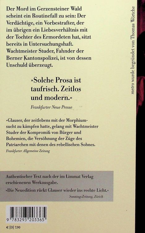 Friedrich Glauser Schlumpf Erwin Mord / Wachtmeister Studer Kaufen
