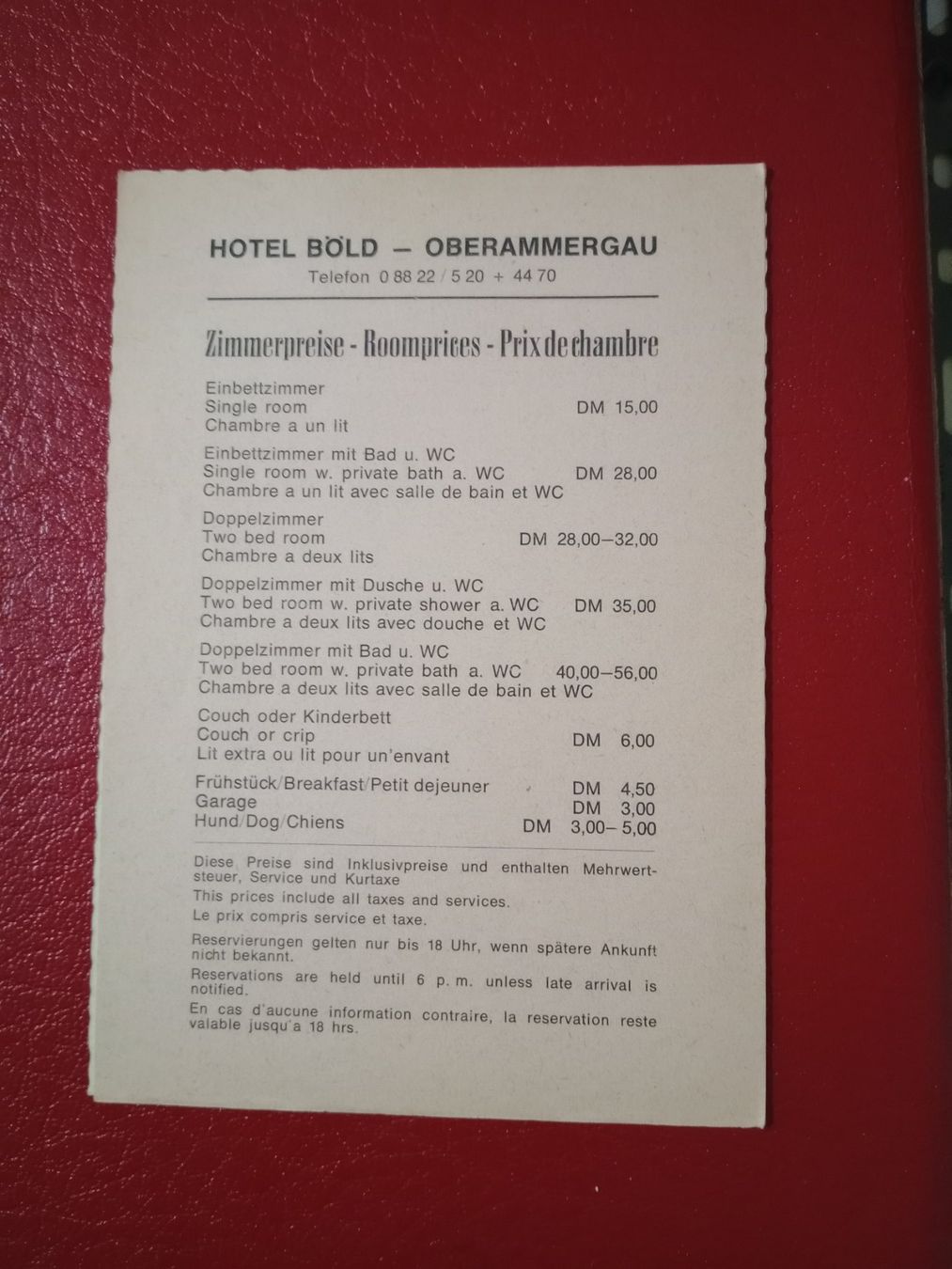 Cartoline postali: Oberammergau Hotel Böld AK Werbung – Usato da Küttigen venduto da Melisch1000 1