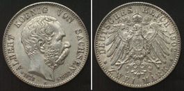 SACHSEN 2 Mark 1902 E, ALBERT auf s. Tod, Silber vz-st