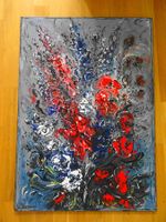 Abstraktes Blumenstillleben Gemälde, Acryl, Orig. Wilde 2000