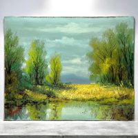 Guillemette MORAND (1913-1989) paysage à l'huile sur pavatex