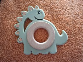 Beissring Dinosaurier aus Holz und Silikon