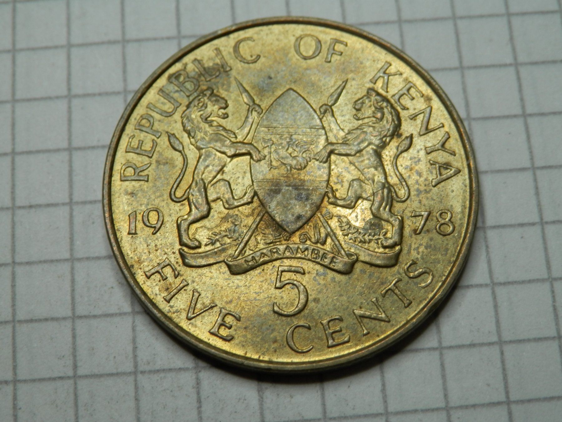 Tutti le monete: Kenia  5 Cent, 1978 Präsident Jomo Kenyatta – Usato da Weiach venduto da weiach81 1