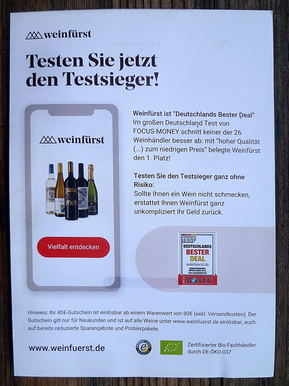 Buoni: Weinfürst Gutschein – Nuovo (secondo la descrizione) da Aarau venduto da Rdodger 1