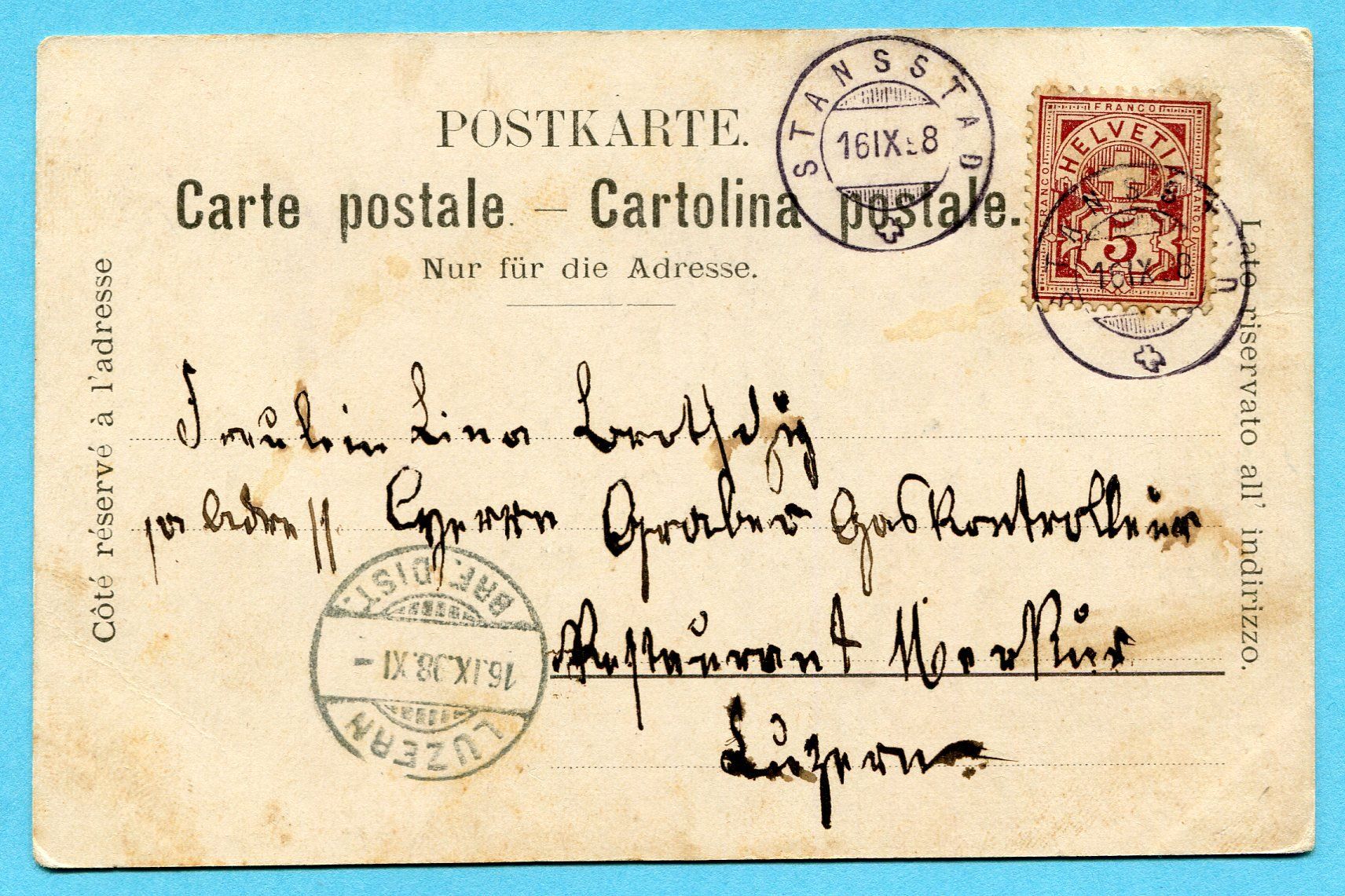 Ansichtskarten: Sarnen 1898 – Gebraucht aus Opfikon von Prophila 1