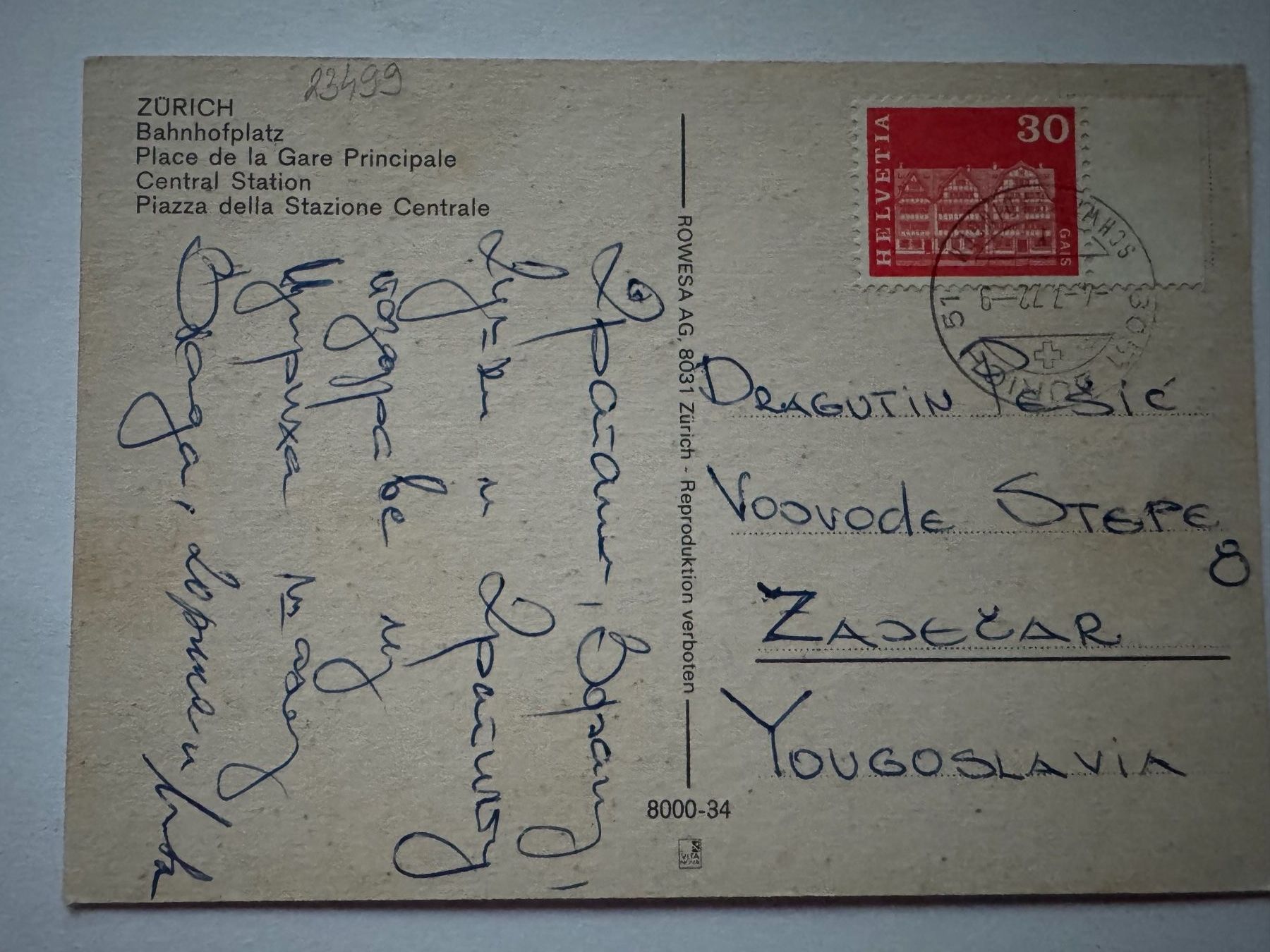 Cartoline postali: ZÜRICH - Bahnhofplatz 1972 - Ansichtskarte – Usato da Tegerfelden venduto da siebenmacky 1