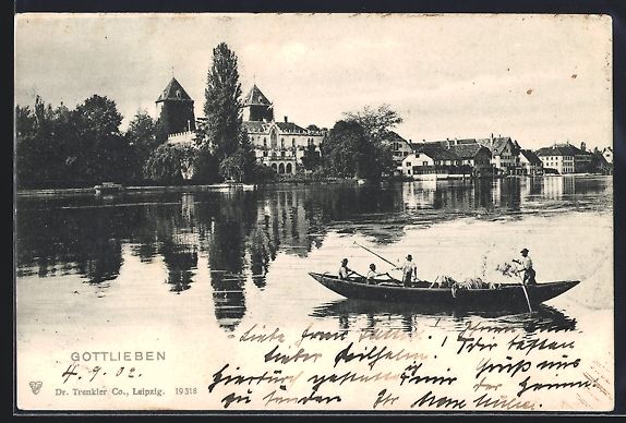 Ansichtskarten: Gottlieben, Teilansicht mit See und Boot – Gebraucht aus Berlin von bartko-reher