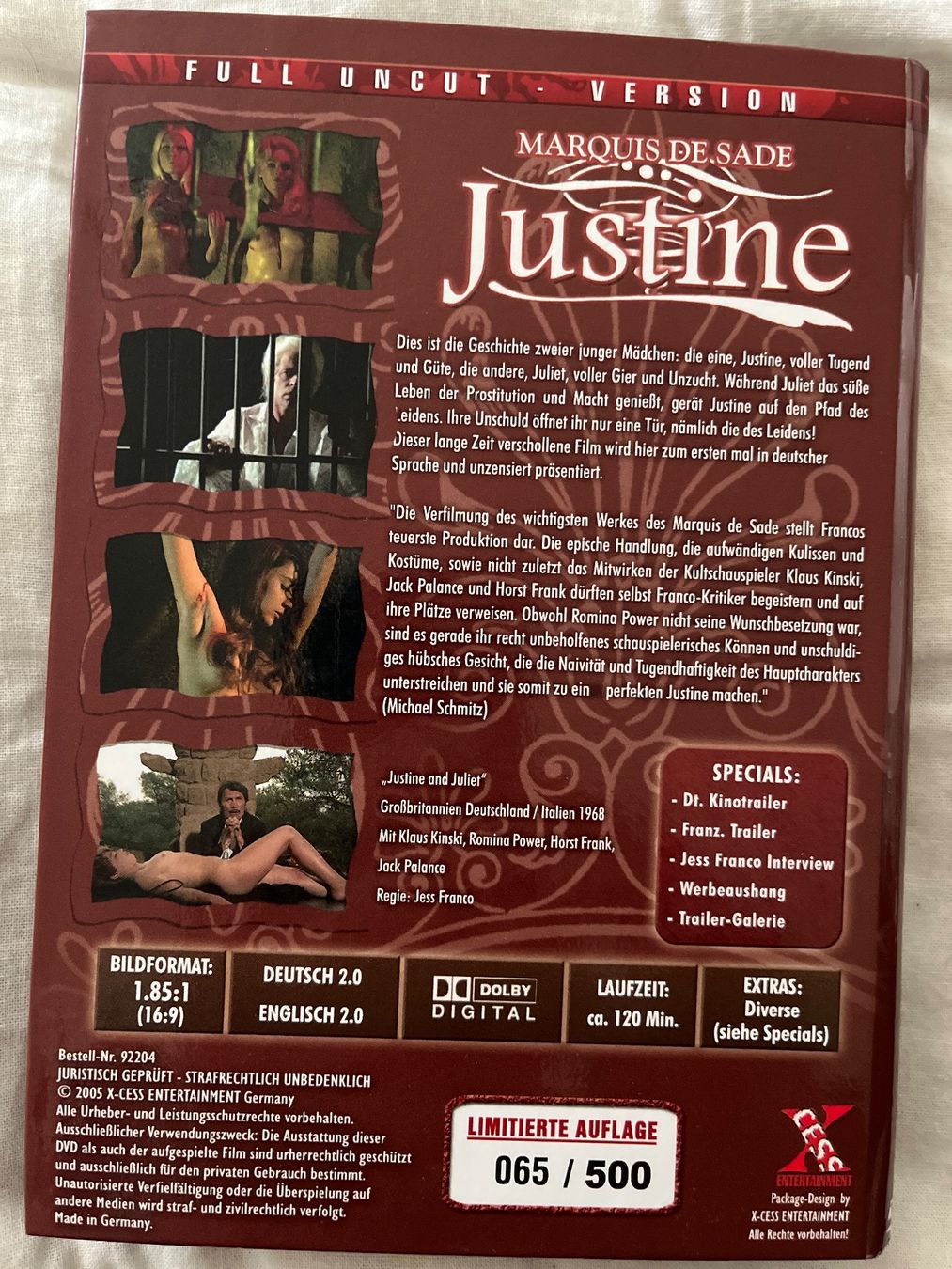 Tutti i DVDs: Justine – Usato da Basel venduto da patku79 1