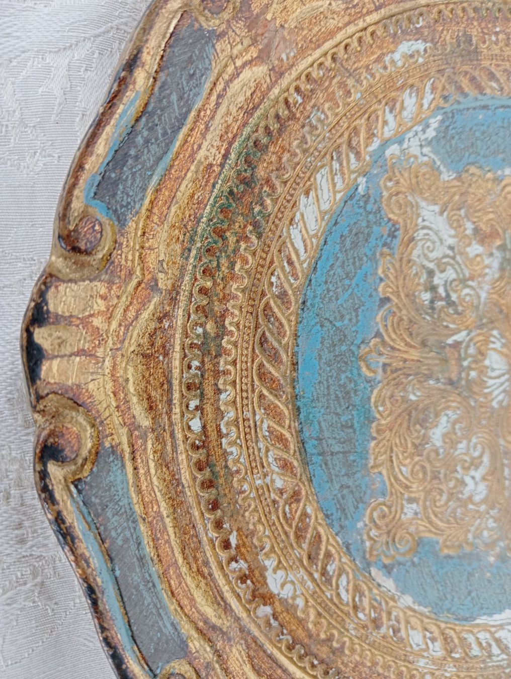 Piatti di portata: Florentiner Platte Tablett Gold - Bleu vermutlich Holz – Usato da Oberdorf BL venduto da Barocki888 7