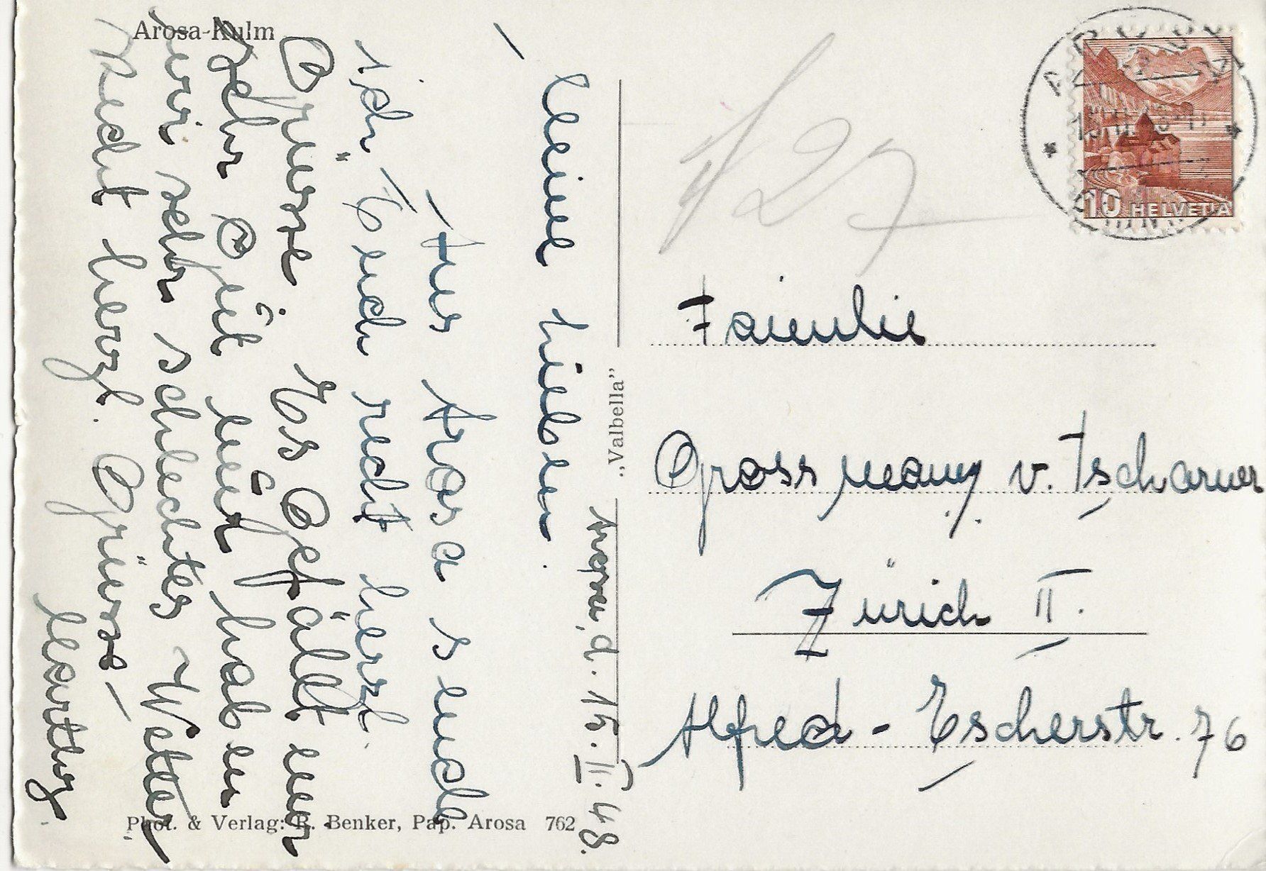 Ansichtskarten: Arosa, 1948 – Gebraucht aus Frauenfeld von Merk52 1